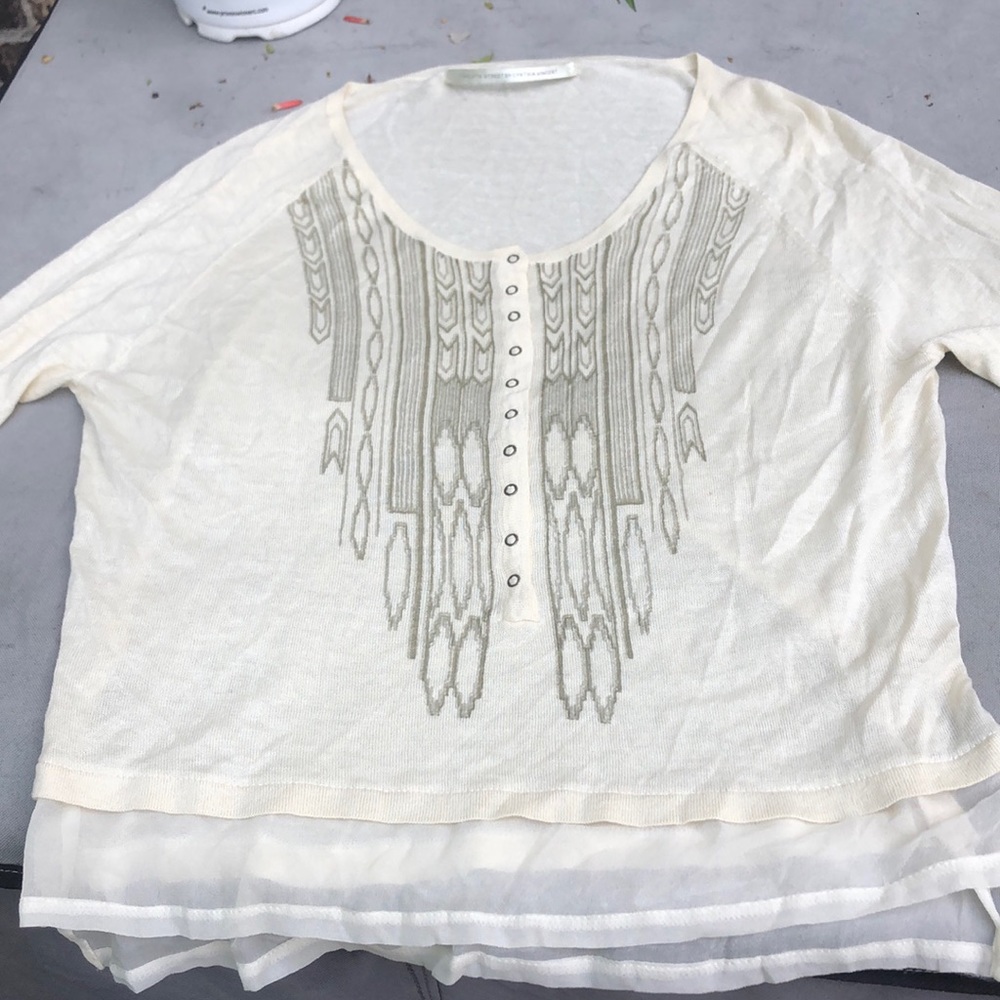 Twelfth Street by Cynthia Vincent Tan patterned sweater